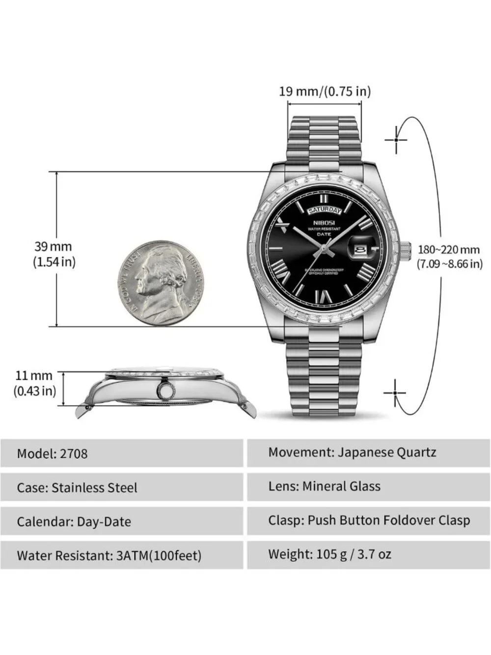 Stylish Men's Rose Gold Analog Quartz Watch, Stainless Steel, Day Date Feature